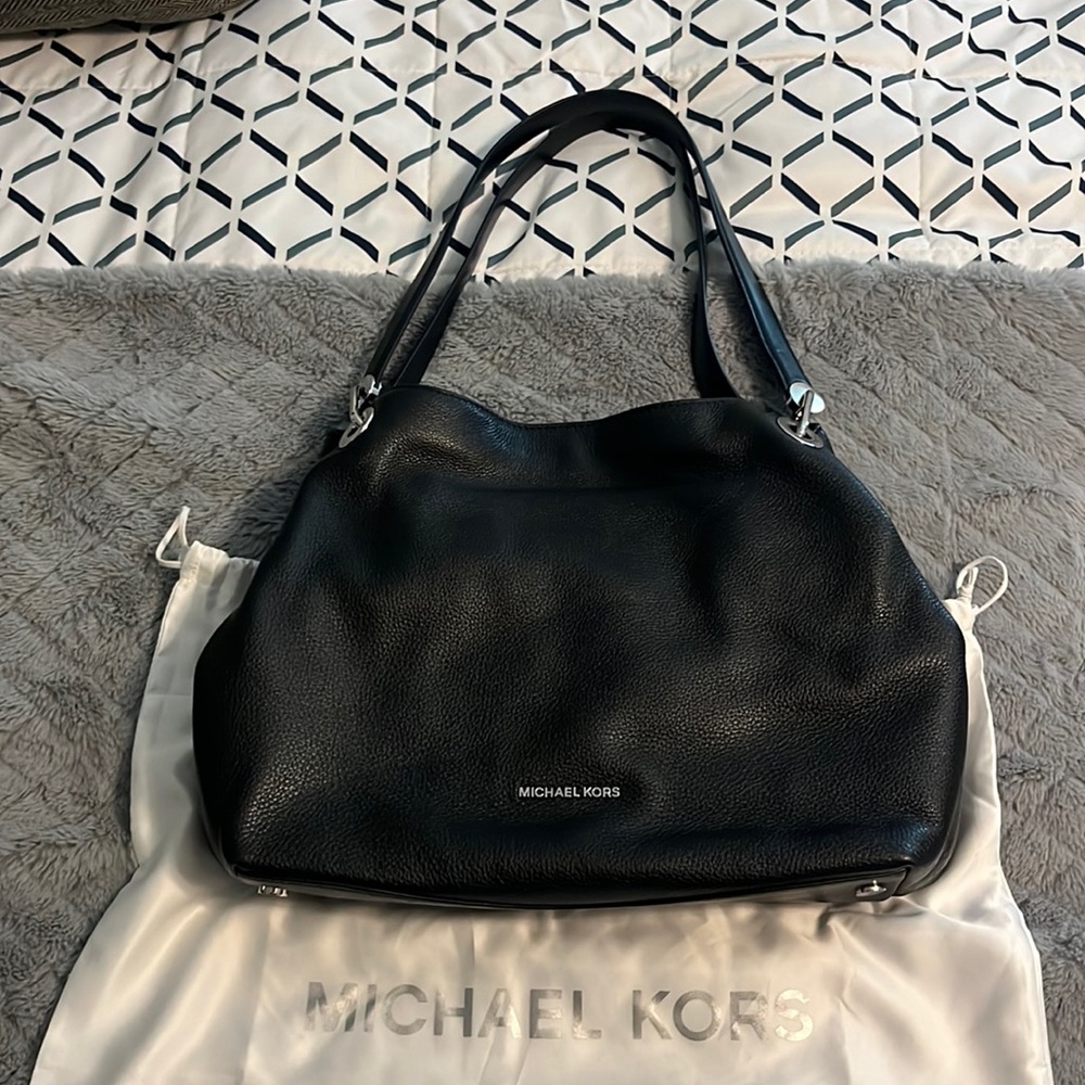 Black pebble soft leather Michael Kors bag.